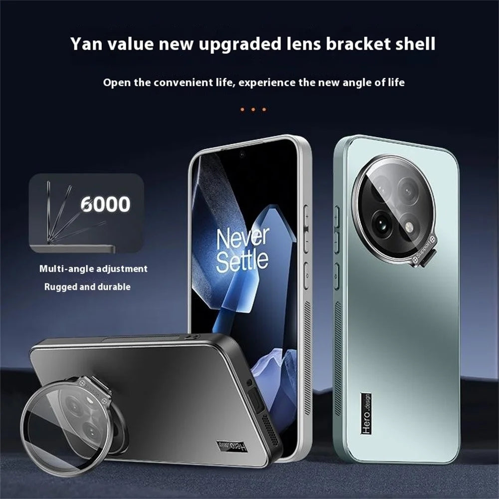 For OnePlus Ace 5 5G Case with Lens Frame Kickstand TPU + PC Dropproof Phone Cover - Black - 3