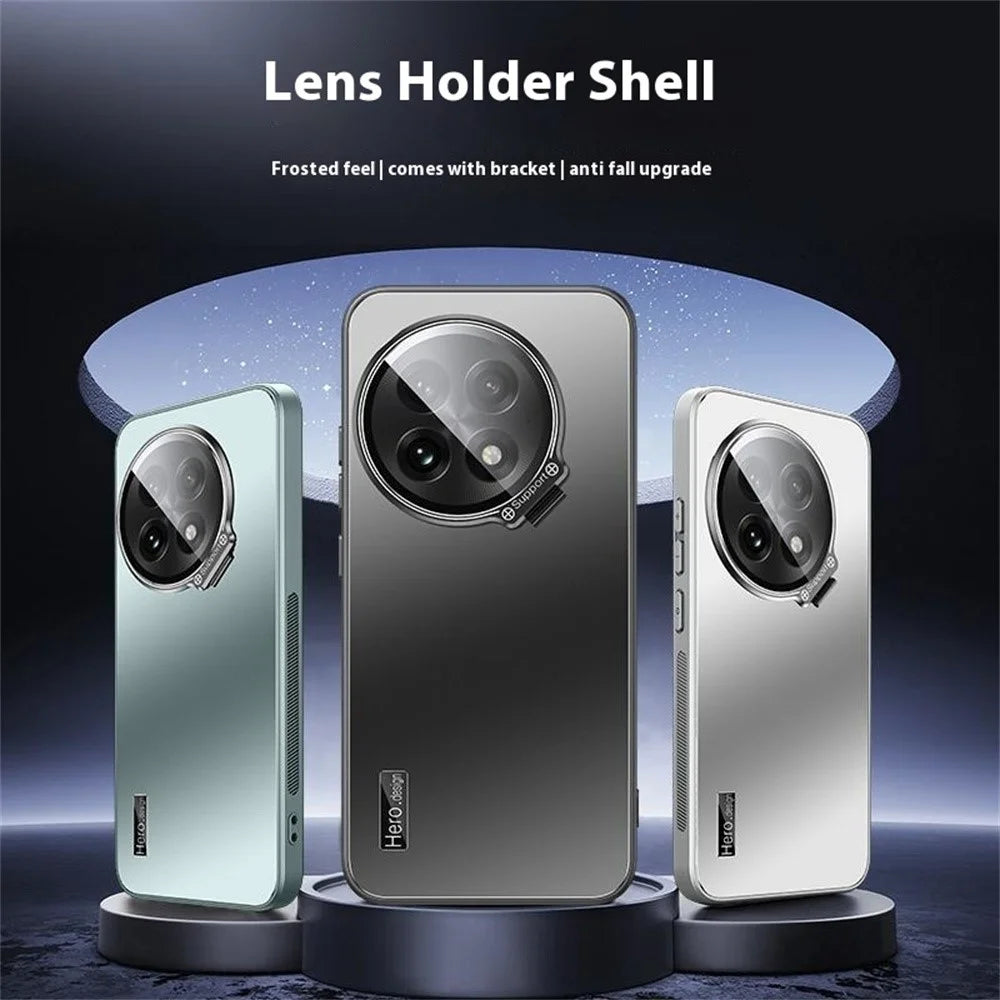 For OnePlus Ace 5 5G Case with Lens Frame Kickstand TPU + PC Dropproof Phone Cover - Black - 7