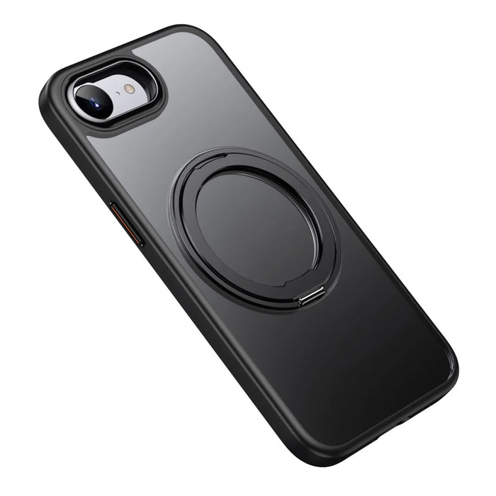 For iPhone 17e / 16e Case Rotating Kickstand PC + TPU Skin-Feel Phone Cover - Black - 2