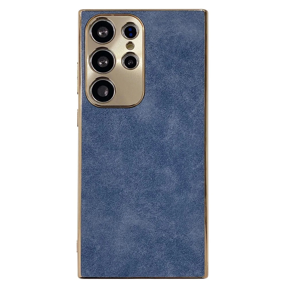 For Samsung Galaxy S25 Ultra Phone Case Shockproof Leather + TPU Electroplating Cover - Blue - 1