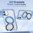 For iPhone 16 Case with Camera Touch Control Button Rotating Kickstand PC + TPU Magnetic Phone Cover - Transparent Blue - 2