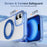 For iPhone 16 Case with Camera Touch Control Button Rotating Kickstand PC + TPU Magnetic Phone Cover - Transparent Blue - 7