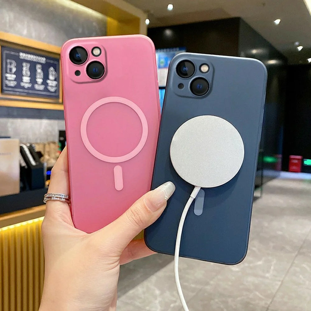 For iPhone 15 Magnetic Case Compatible with MagSafe Frosted PC Phone Cover with Camera Lens Protector - Titanium Grey - 2