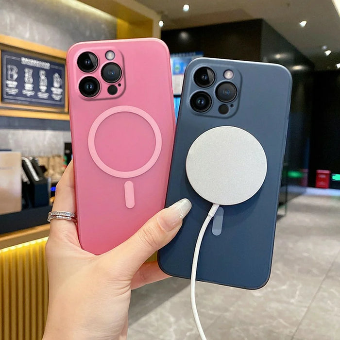For iPhone 14 Pro Magnetic Case Compatible with MagSafe Frosted PC Phone Cover with Camera Lens Protector - Titanium Grey - 2