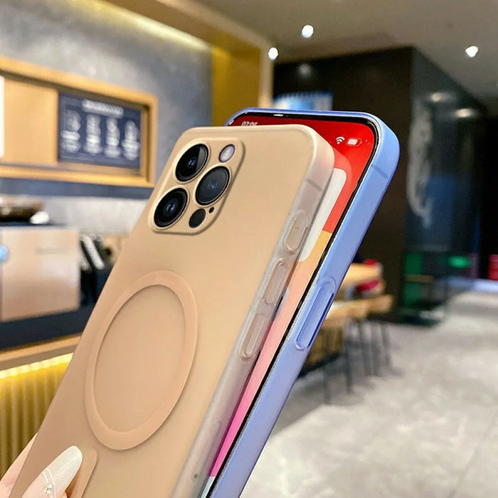 For iPhone 14 Pro Magnetic Case Compatible with MagSafe Frosted PC Phone Cover with Camera Lens Protector - Titanium Grey - 5
