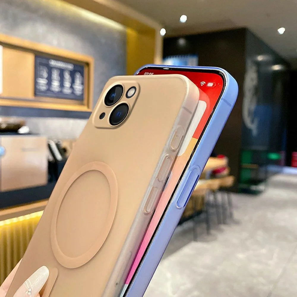 For iPhone 14 Magnetic Case Compatible with MagSafe Frosted PC Phone Cover with Camera Lens Protector - Titanium Grey - 5