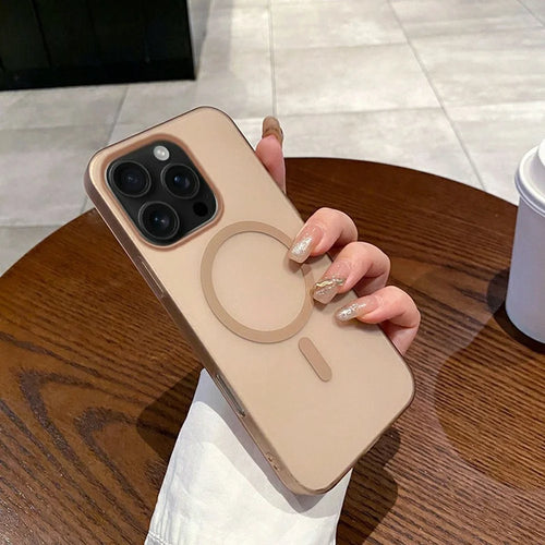 For iPhone 16 Pro Max Magnetic Case Compatible with MagSafe Frosted PC Phone Cover - Desert Gold - 1