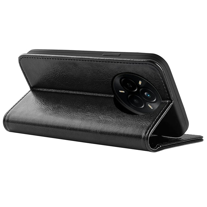 For Realme 14 Pro 5G Wallet Case Crazy Horse Texture Stand Leather Phone Cover - Black - 4