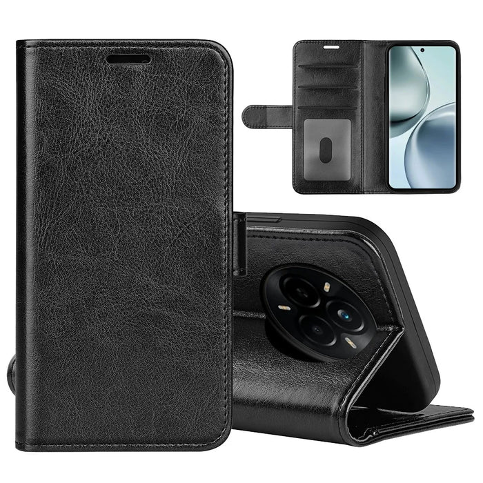 For Realme 14 Pro 5G Wallet Case Crazy Horse Texture Stand Leather Phone Cover - Black - 7