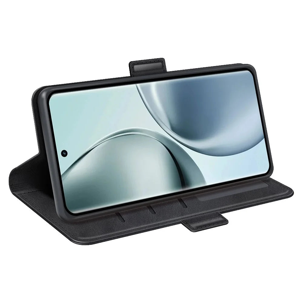 For Realme 14 Pro 5G Stand Case Calf Texture Leather Wallet Phone Cover - Black - 3