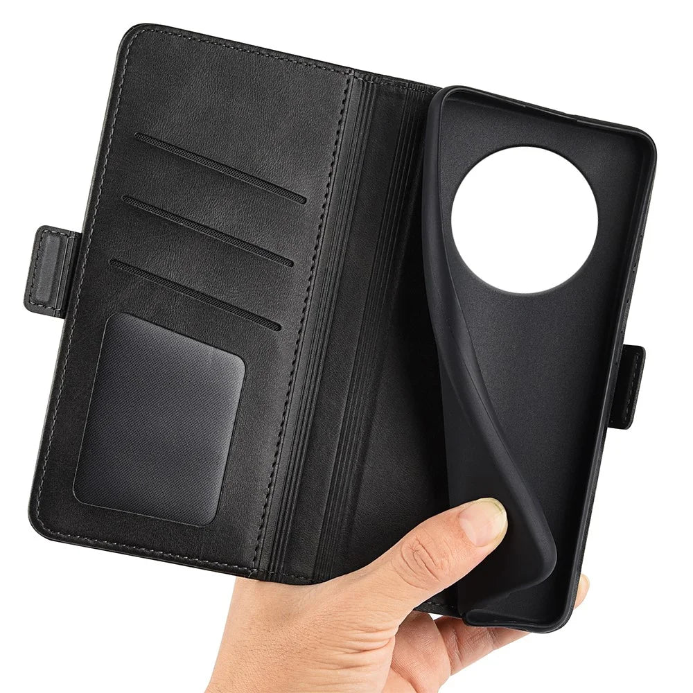 For Realme 14 Pro 5G Stand Case Calf Texture Leather Wallet Phone Cover - Black - 5