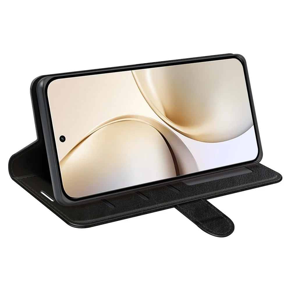 For Realme 14 Pro 5G Wallet Case Crazy Horse Texture Stand Leather Phone Cover - Black - 3