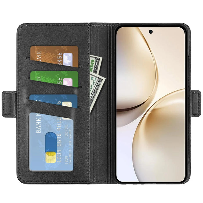 For Realme 14 Pro+ 5G Stand Case Calf Texture Leather Wallet Phone Cover - Black - 2