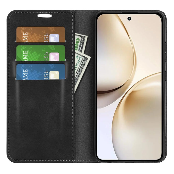 For Realme 14 Pro+ 5G Case Skin Touch Leather Wallet Phone Cover - Black - 2