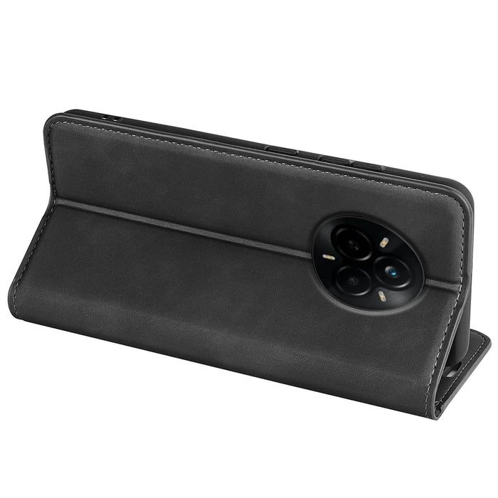For Realme 14 Pro+ 5G Case Skin Touch Leather Wallet Phone Cover - Black - 4