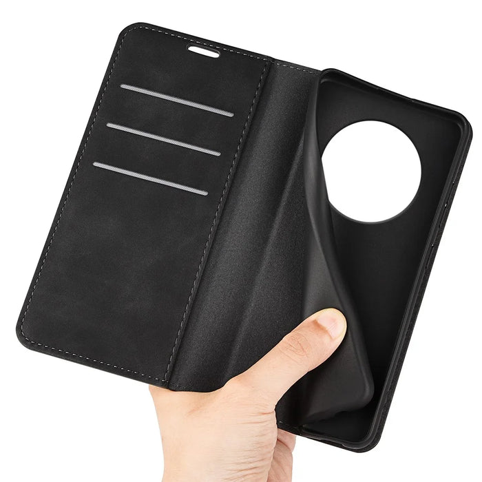 For Realme 14 Pro+ 5G Case Skin Touch Leather Wallet Phone Cover - Black - 5