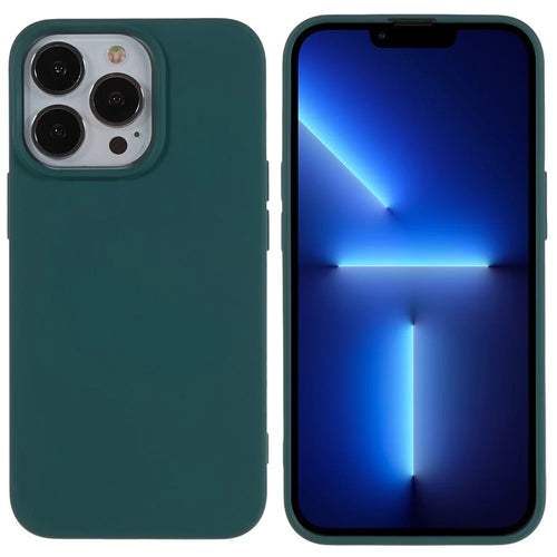 For iPhone 13 Pro Max 6.7 inch Flexible TPU Phone Case 2.0mm Drop-proof Back Cover - Midnight Green - 1