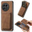 For OnePlus 13 Magnetic Case Leather Back Cover with Detachable Card Holder - Brown - 1