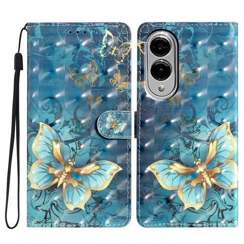 For Samsung Galaxy S25 Edge Case PU Leather Wallet Phone Cover 3D Pattern Printing - Butterfly - 1