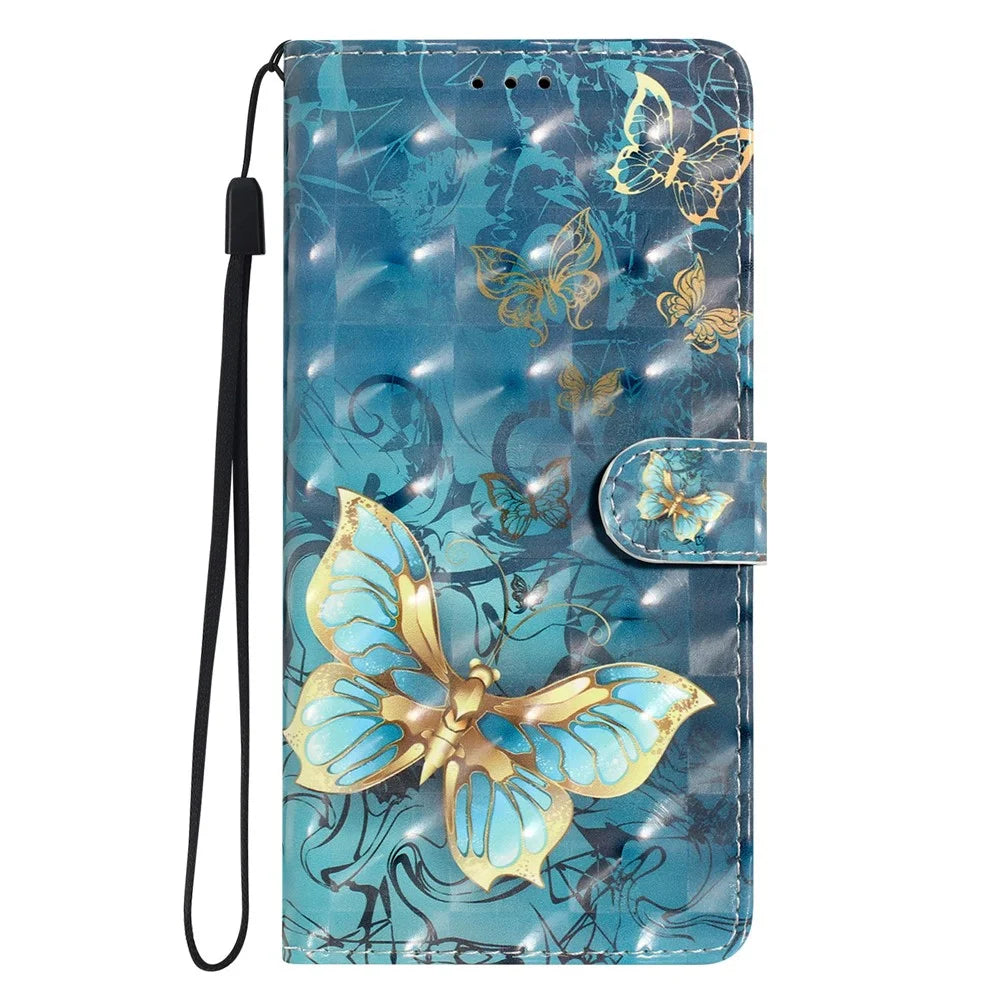 For Samsung Galaxy S25 Edge Case PU Leather Wallet Phone Cover 3D Pattern Printing - Butterfly - 6