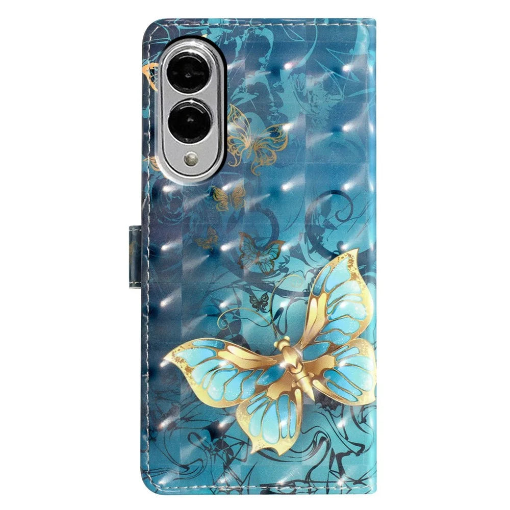 For Samsung Galaxy S25 Edge Case PU Leather Wallet Phone Cover 3D Pattern Printing - Butterfly - 7