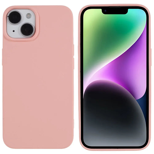 2.0mm Thickness Well-protected TPU Case for iPhone 14, Solid Color Drop-resistant Phone Cover - Pink - 1