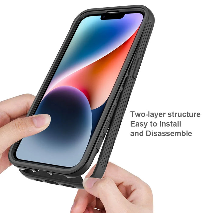 For iPhone 17e / 16e Case Anti Drop 2 in 1 PC + TPU Phone Cover - Black - 2