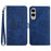 For Samsung Galaxy S25 Edge Case Butterfly Flower Imprinted Leather Phone Cover with Strap - Blue - 1