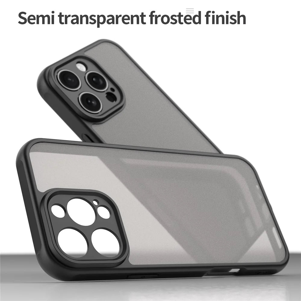For iPhone 16 Pro Max Case Drop Proof Airbags Frosted Translucent PC + TPU Phone Back Cover - Black - 5