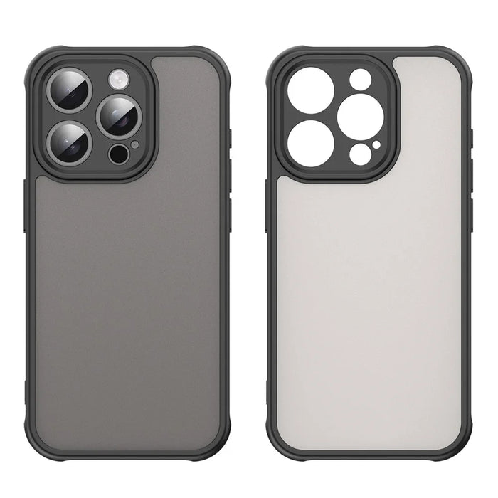 For iPhone 15 Pro Max Case Drop Proof Airbags Frosted Translucent PC + TPU Phone Back Cover - Black - 2