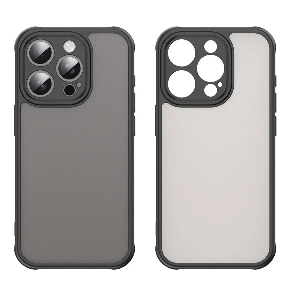 For iPhone 15 Pro Case Drop Proof Airbags Frosted Translucent PC + TPU Phone Back Cover - Black - 2