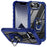For iPhone 17e / 16e Case Alloy Lens Frame PC + TPU Kickstand Phone Back Cover - Blue  /  Black - 1