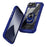 For iPhone 17e / 16e Case Alloy Lens Frame PC + TPU Kickstand Phone Back Cover - Blue  /  Black - 2