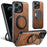 SUTENI G3 For iPhone 12 / 12 Pro Case Compatible with MagSafe Waxy Texture Rotating Kickstand Leather Phone Back Cover - Brown - 1