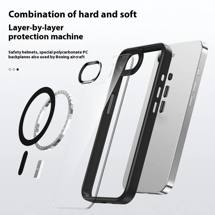 FULEXIN For iPhone 17e / 16e Case Compatible with MagSafe Anti Drop TPU + PC Phone Cover - Black - 4