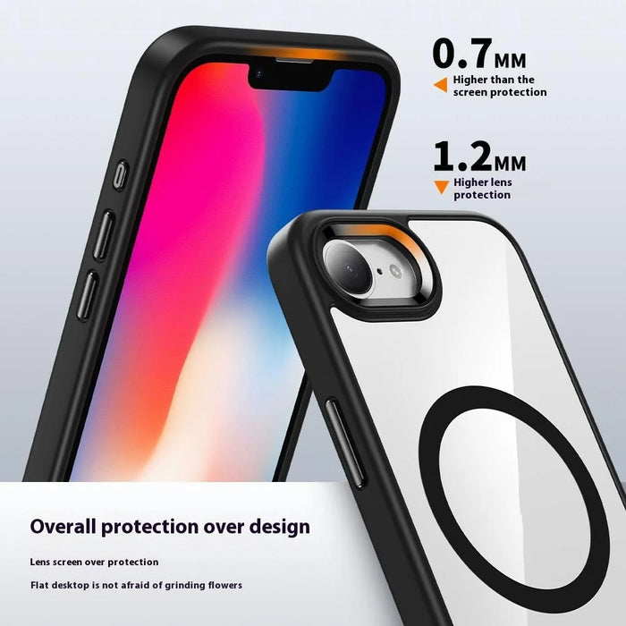 FULEXIN For iPhone 17e / 16e Case Compatible with MagSafe Anti Drop TPU + PC Phone Cover - Black - 5