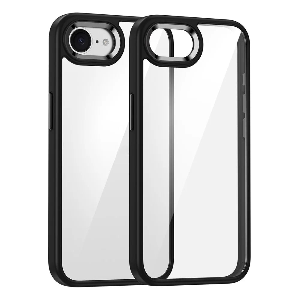 FULEXIN For iPhone 17e / 16e Case Anti Drop TPU + PC Crystal Clear Phone Cover - Black - 1