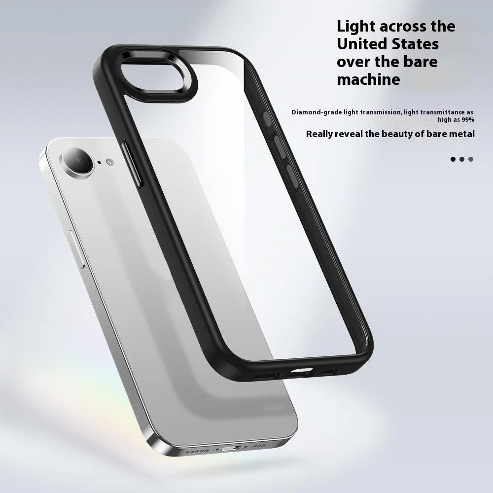 FULEXIN For iPhone 17e / 16e Case Anti Drop TPU + PC Crystal Clear Phone Cover - Black - 4
