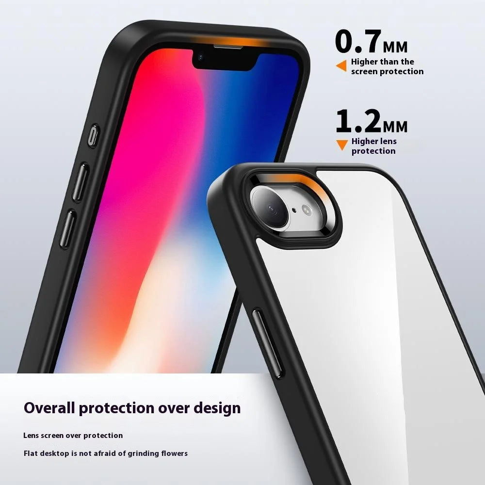 FULEXIN For iPhone 17e / 16e Case Anti Drop TPU + PC Crystal Clear Phone Cover - Black - 6