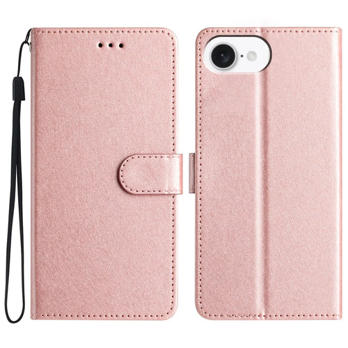 For iPhone 17e / 16e Wallet Case Leather Folio Phone Cover Magnetic Clasp - Rose Gold - 1