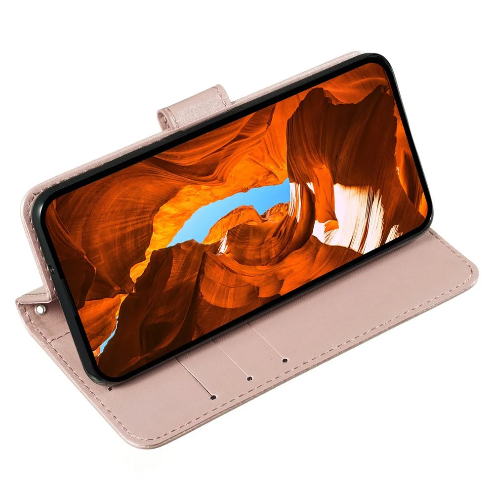 For iPhone 17e / 16e Case PU Leather Flip Phone Cover Wallet Card Slot Holder - Rose Gold - 2