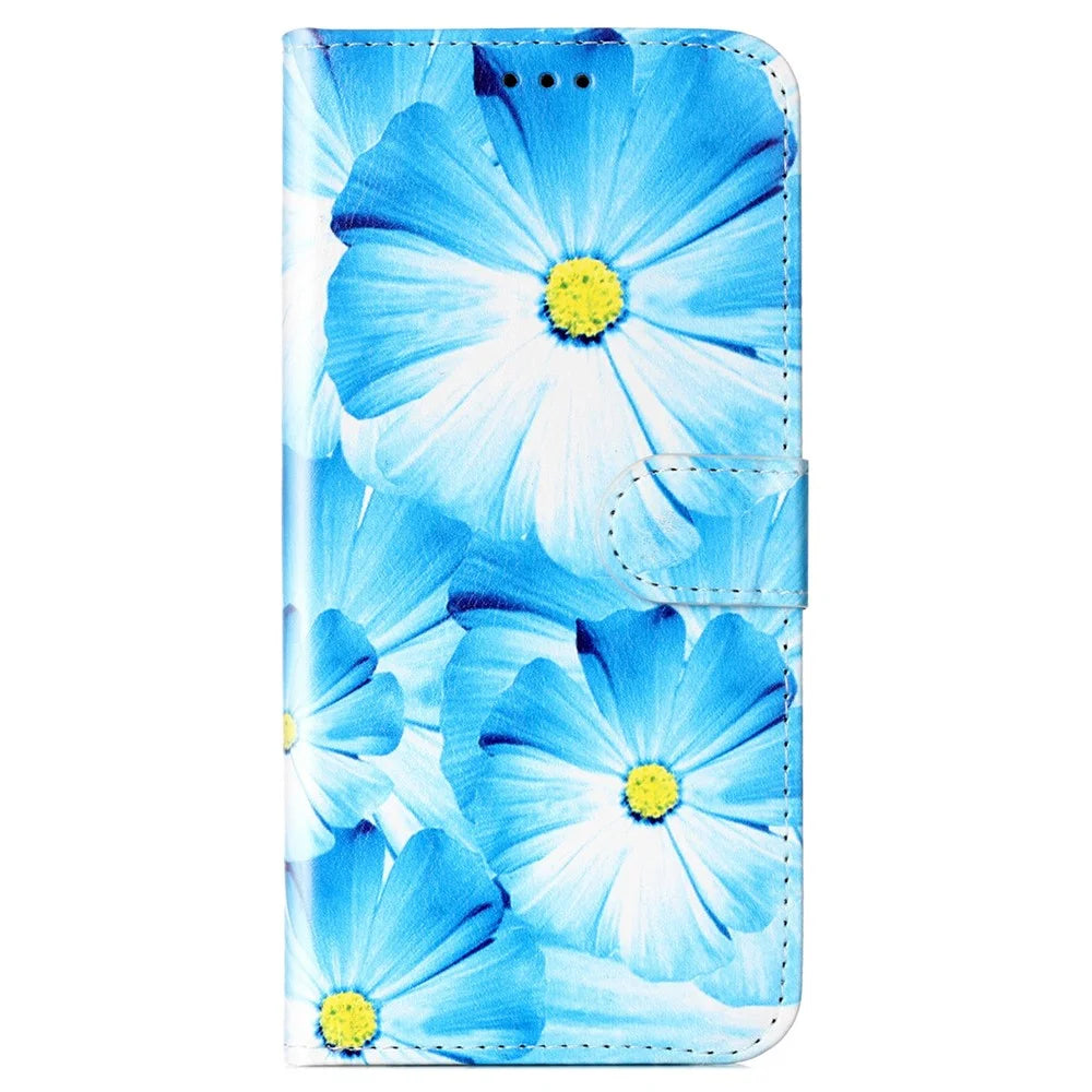 For iPhone 17e / 16e Marble Painted Wallet Stand Case Folio Leather Cover with Flip Design - Orchid - 5