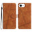 For iPhone 17e / 16e Case Flip Leather Retro Phone Cover Lines Imprinted - Brown - 1
