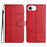 For iPhone 17e / 16e Case Line Imprinted PU Leather Wallet Phone Cover - Red - 1