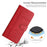 For iPhone 17e / 16e Case Line Imprinted PU Leather Wallet Phone Cover - Red - 7