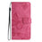 For iPhone 17e / 16e Case Butterfly Design Flip Wallet Leather Phone Cover Skin-Touch - Rose - 7