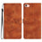 For iPhone 17e / 16e Case Leather Imprinted Flower Phone Cover Wallet with Wrist Strap - Brown - 1