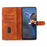 For iPhone 17e / 16e Case Leather Imprinted Flower Phone Cover Wallet with Wrist Strap - Brown - 3