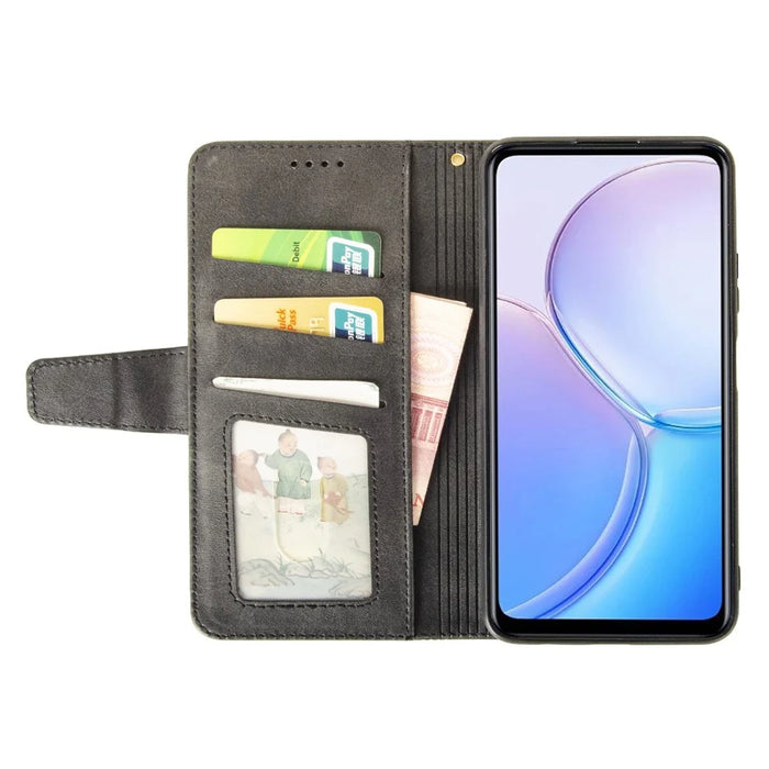 IDEWEI For Google Pixel 9a Case Leather Wallet Phone Cover Stand Calf Texture - Grey - 2