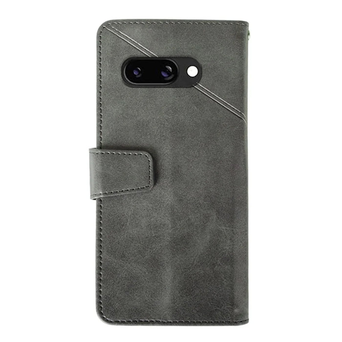 IDEWEI For Google Pixel 9a Case Leather Wallet Phone Cover Stand Calf Texture - Grey - 5